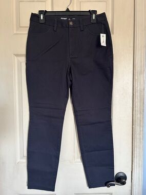NWT Old Navy high rise skinny stretch navy captain uniform pants size 8 petite